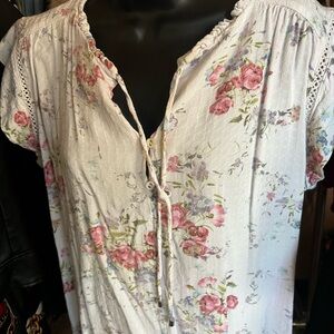 Buffalo David Bitton Floral Blouse with Button Detail